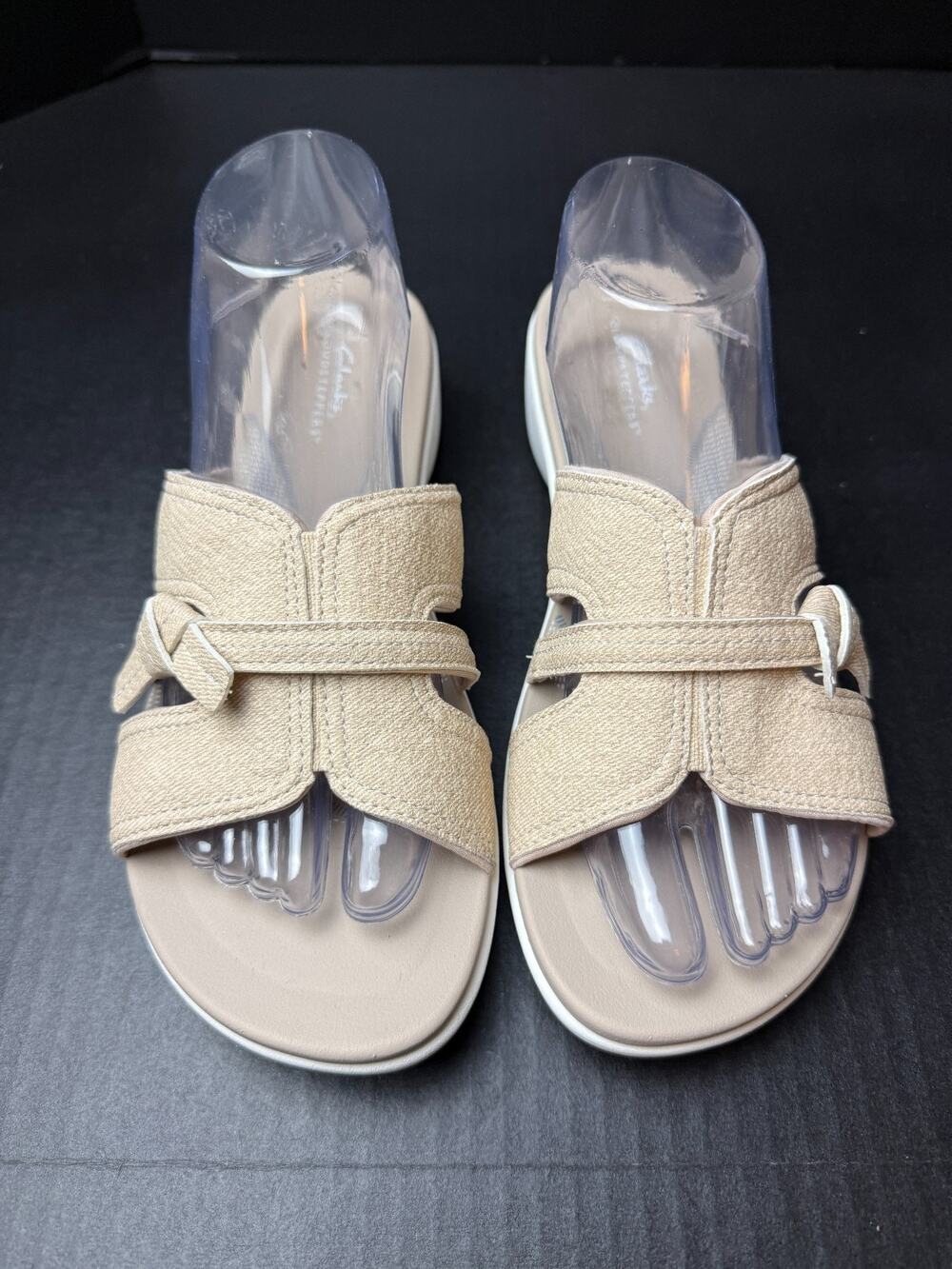 Clarks Women's Sz 10 Breeze Rae Mia Slide Wedge Sandals Sand